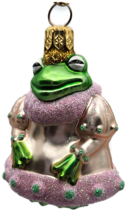 Patricia Breen Frog Princess Miniature Pink Green Dots Christmas Ornament 98131
