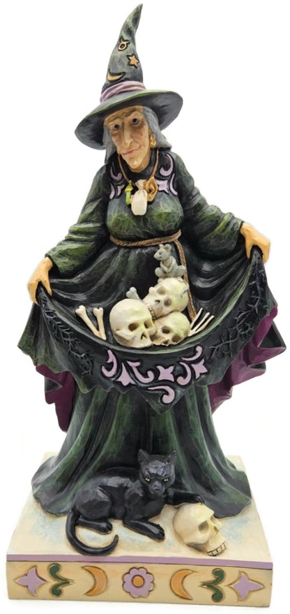Jim Shore Heartwood Creek Wicked This Way Witch with Skulls in Skirt Figurine0