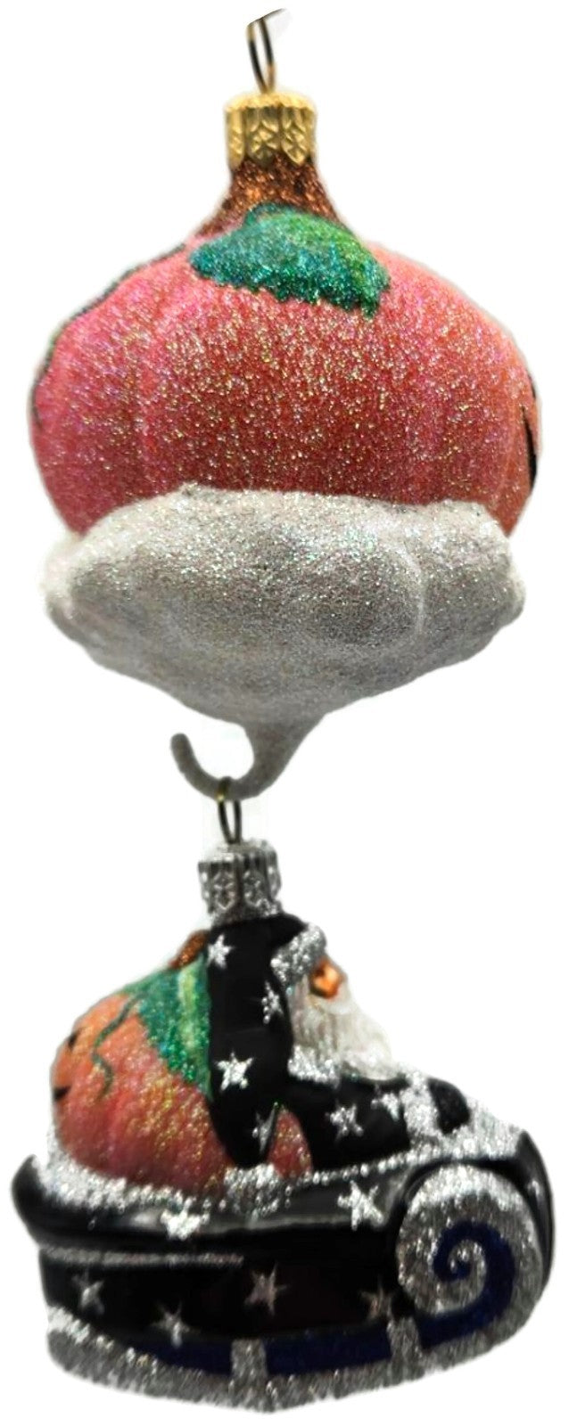 Patricia Breen Night Fright Santa Pumpkin 2 Part Halloween Glass Ornament 21177