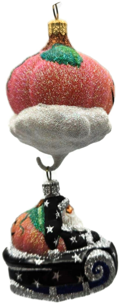 Patricia Breen Night Fright Santa Pumpkin 2 Part Halloween Glass Ornament 21177