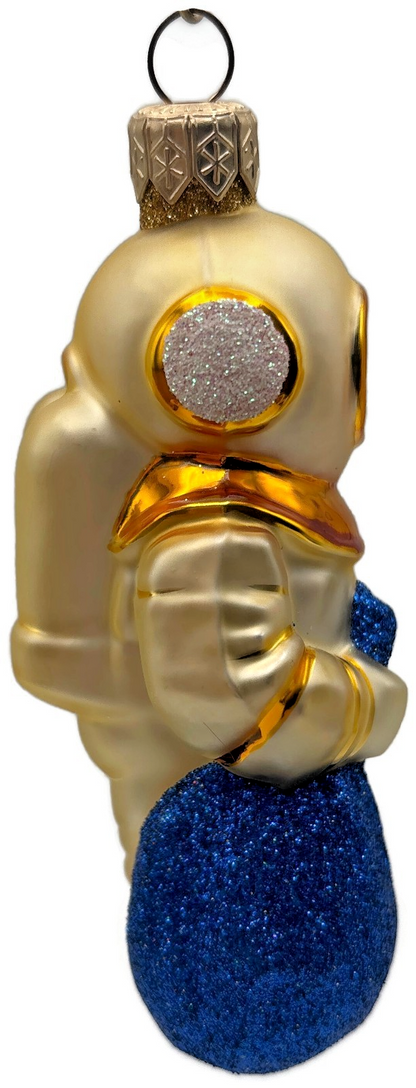 Patricia Breen Santa for Dan Gold Blue Bag Nautical Christmas Ornament 99304