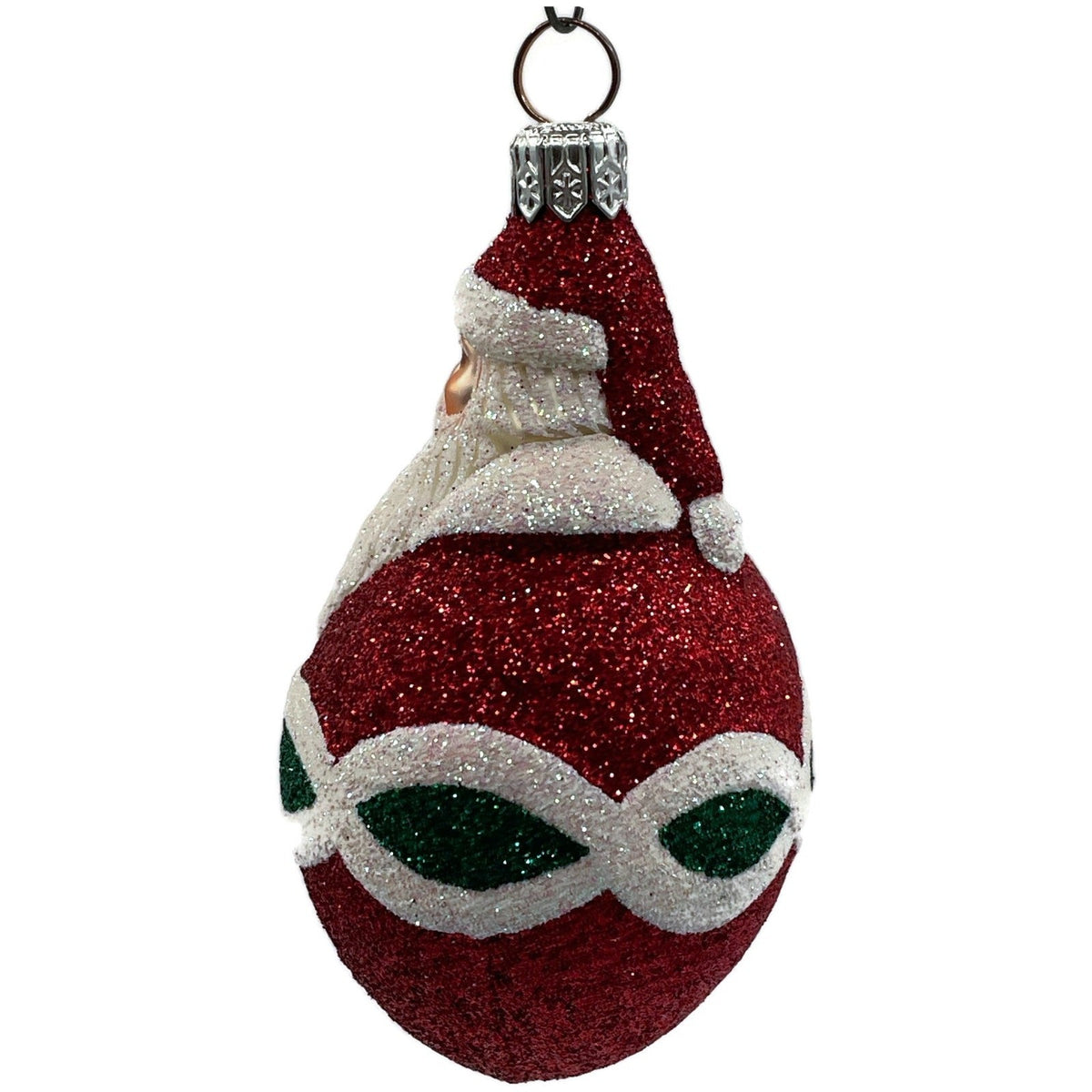 Patricia Breen Miniature Faberge Santa Red Green Glass Christmas Ornament 21502