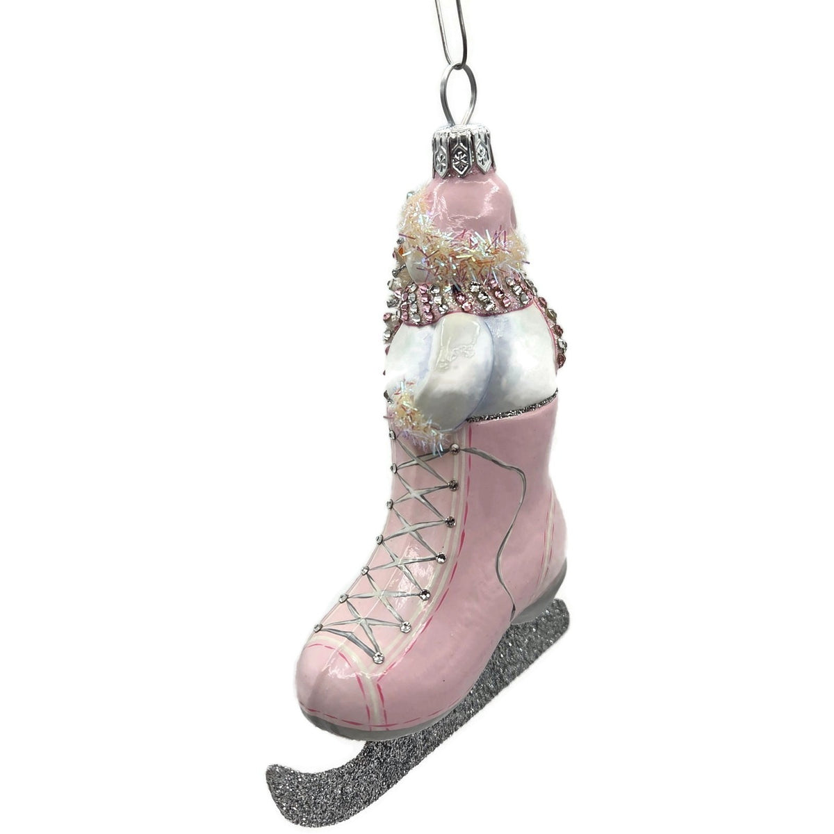 Patricia Breen To The Pond Pink Silver Snowman Christmas Ornament CATZ 354110