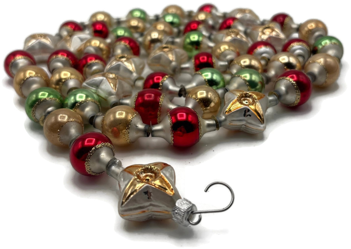Midwest Cannon Falls Vintage Glassworks Glass Bead Star Christmas Garland 70in1