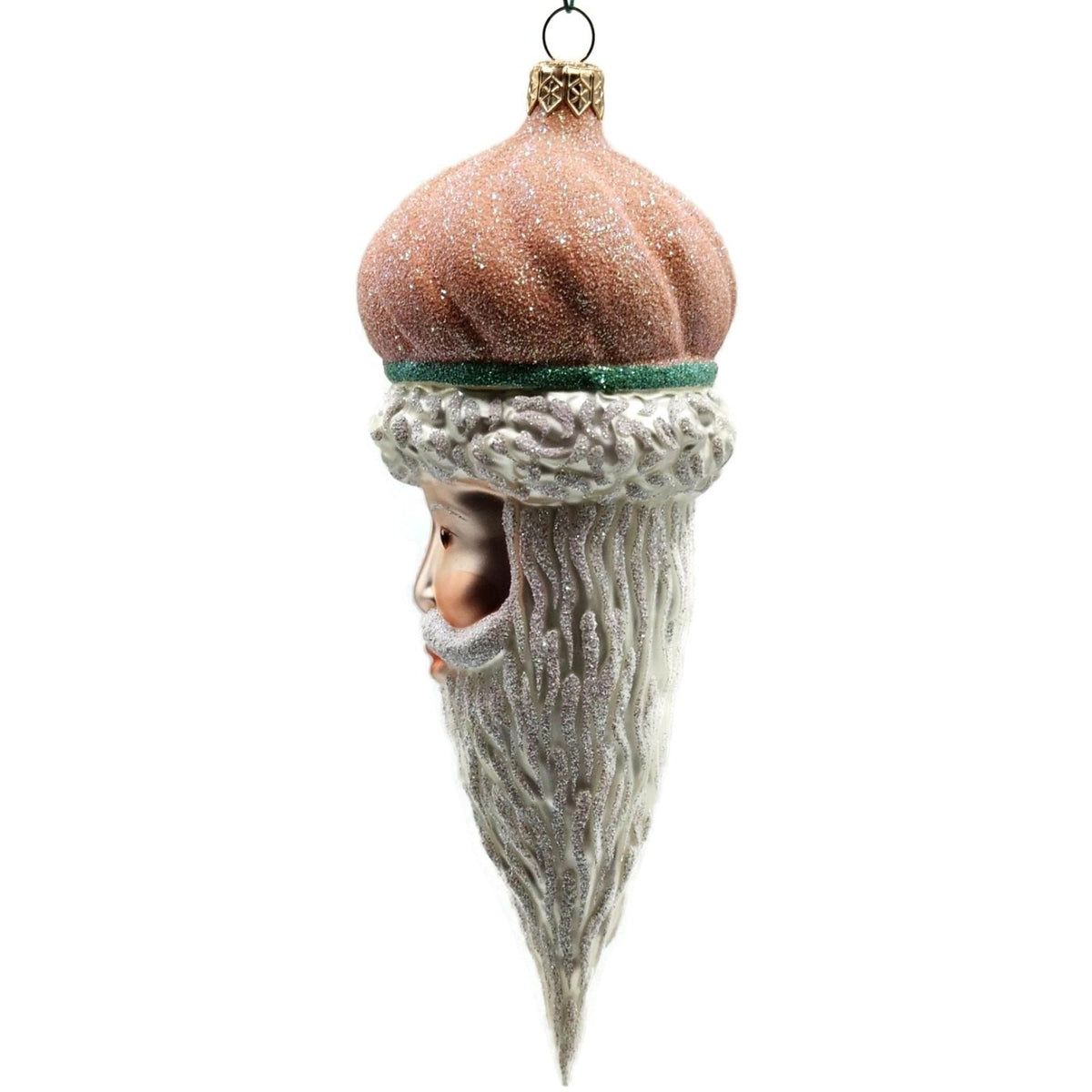 Patricia Breen Minsk Santa Claus Head Peach Glitter Christmas Ornament 96356