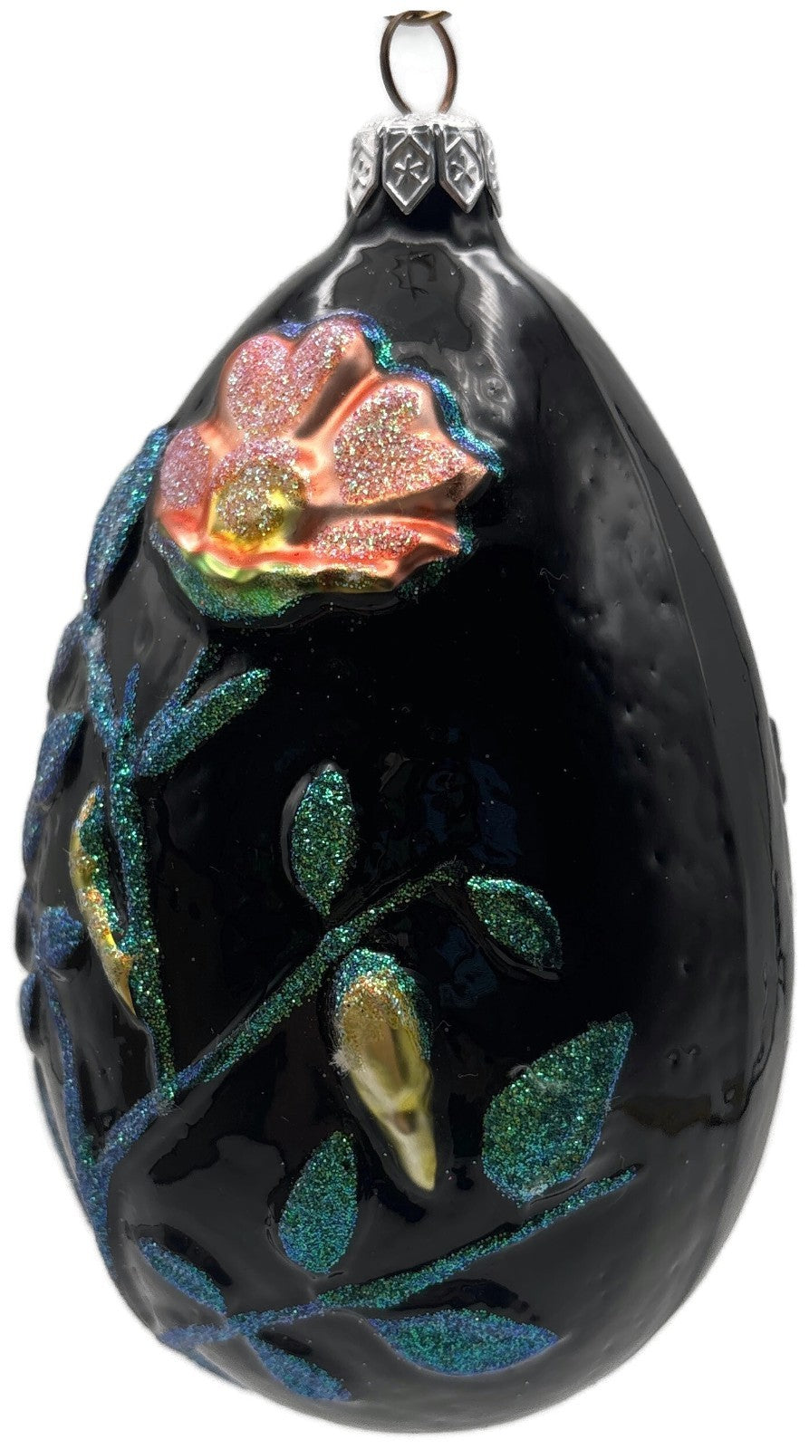 Patricia Breen 1996 Chrysalis Egg Black Floral Limited Easter Ornament 96088