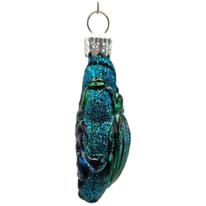 Patricia Breen Bugs Turquoise Beetle Blue Glitter Glass Christmas Ornament 32113