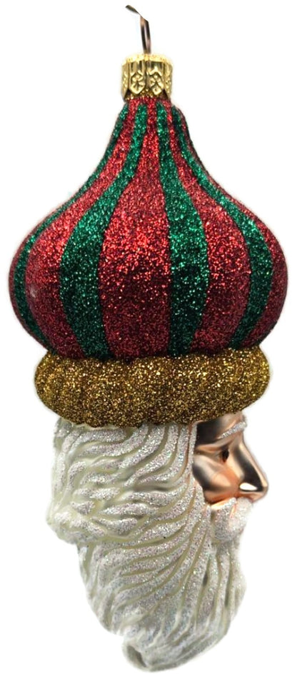 Patricia Breen Carnival Noel Red Green Santa Claus Head Christmas Ornament 21046