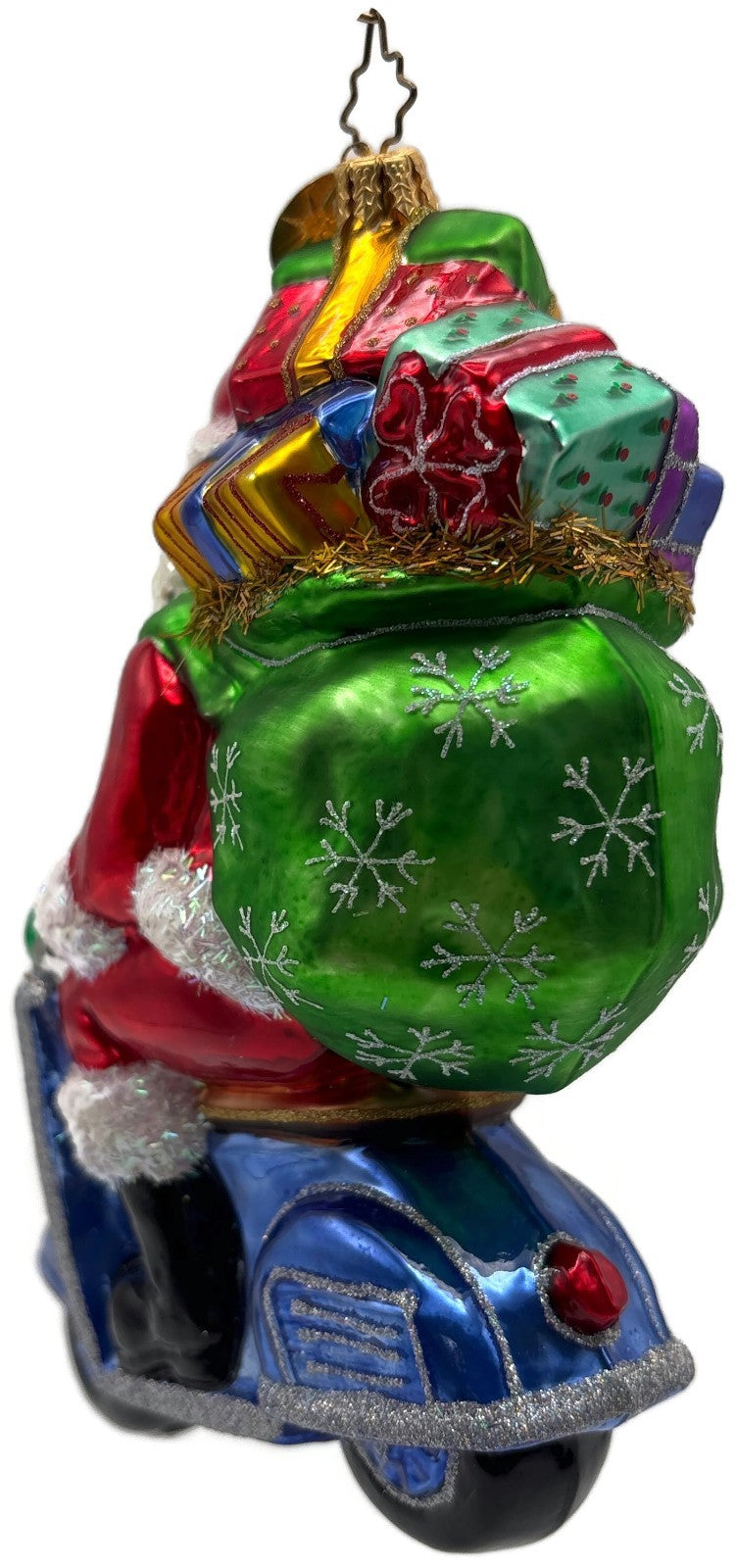 Christopher Radko Roaming Holiday Santa Scooter Glass Christmas Ornament 10141044