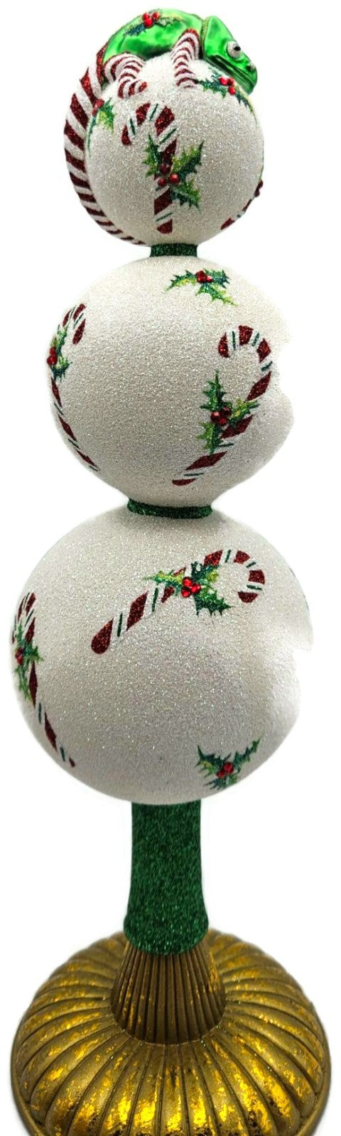 Patricia Breen Chameleon Finial Candy Canes Pearl Christmas Tree Topper 23594