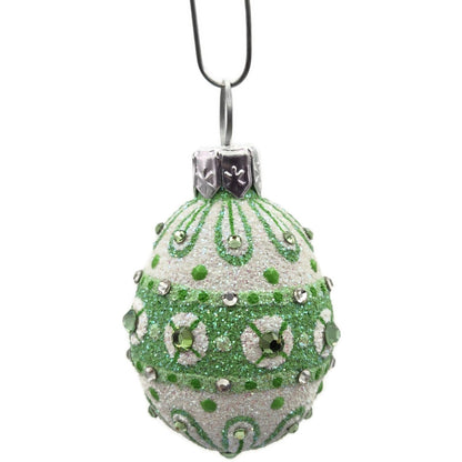 Patricia Breen Miniature Egg Zakopane Green White Swarovski Easter Ornament 30181