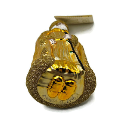 Patricia Breen Santa of the Golden Oaks Gold Glass Christmas Tree Ornament 96417