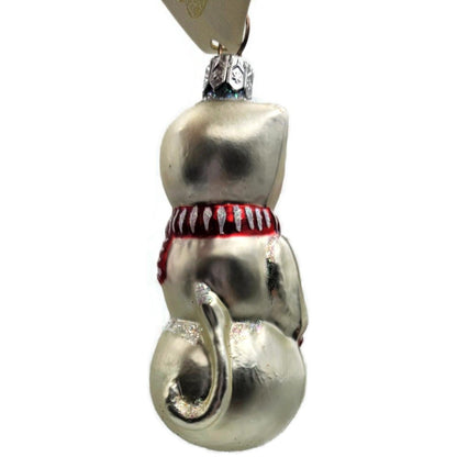 Patricia Breen Snowcat With Red Striped Scarf Pearl Christmas Tree Ornament 952612