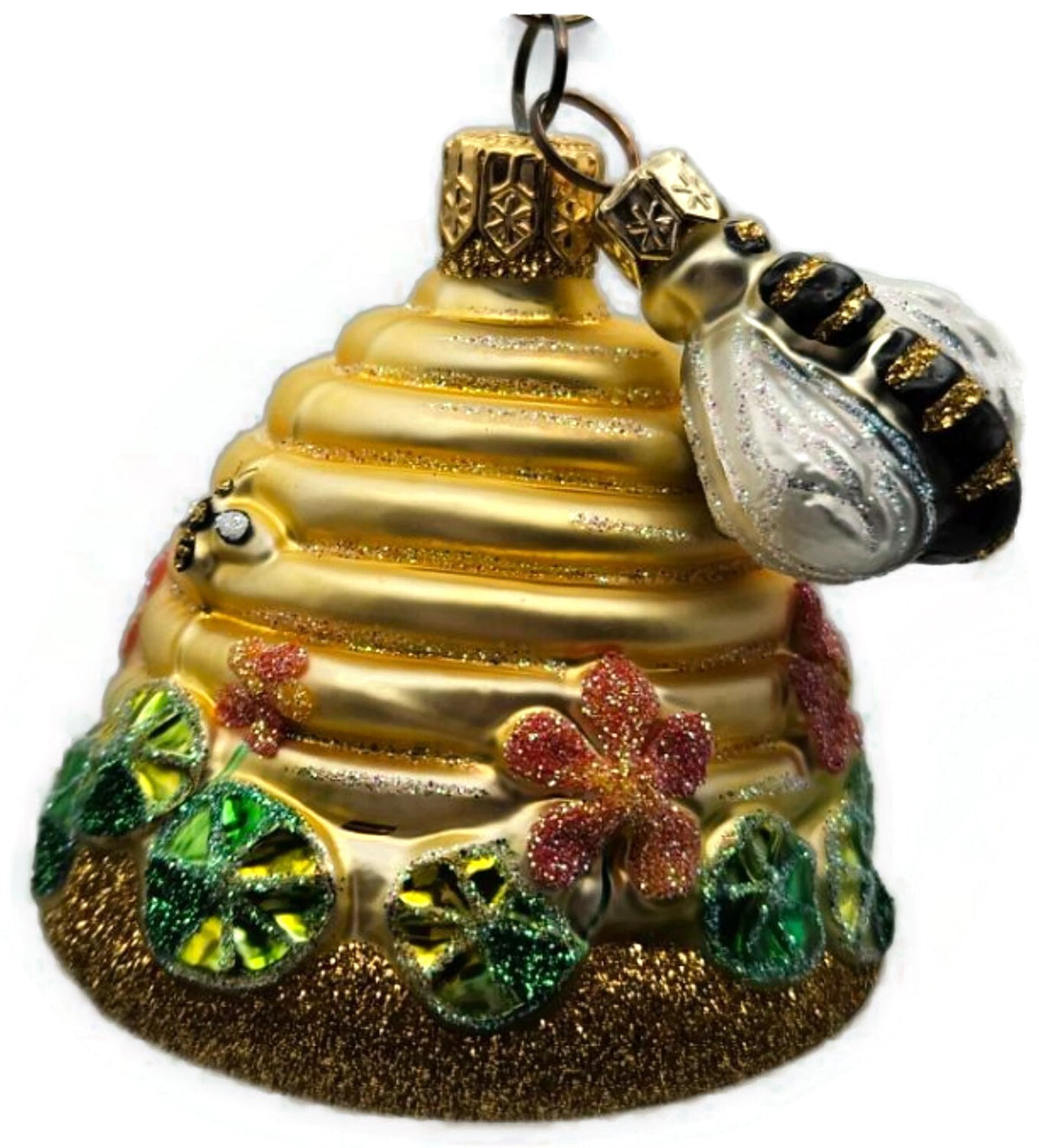 Patricia Breen Nasturtium Beeskep Floral Bees Gold 2 Part Spring Ornament 21164