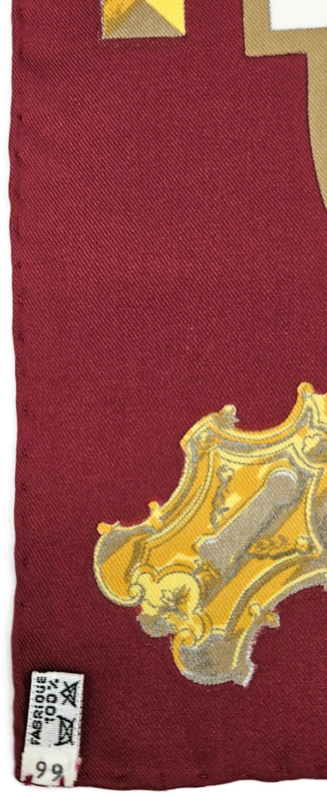 Hermes Carre 90 Silk Scarf Les Cles Caty Latham Burgundy Gold Keys Wrap w/ Box8