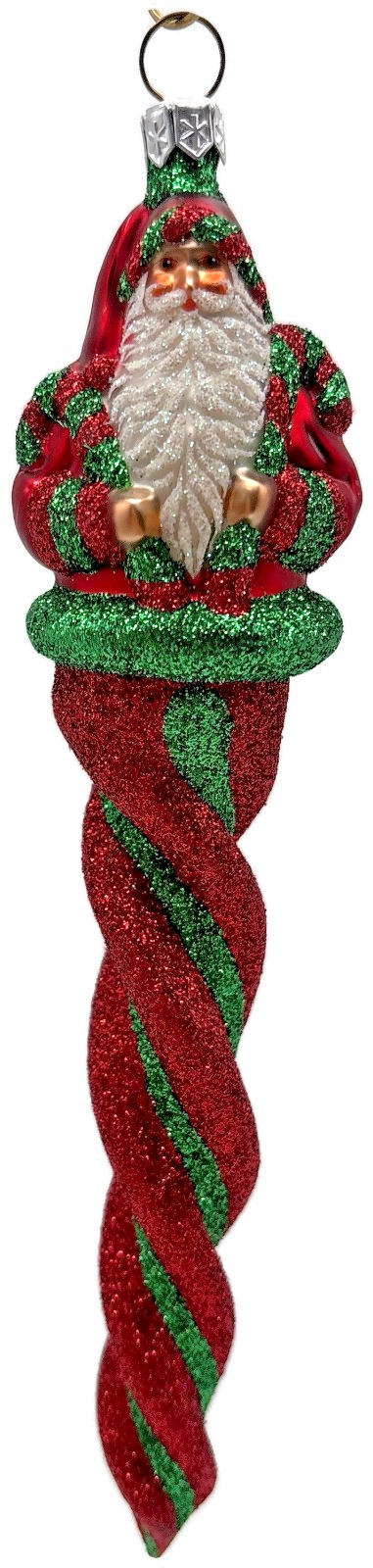 Patricia Breen Santa Sopel Red Twisted Candy Cane Glass Christmas Ornament 23440
