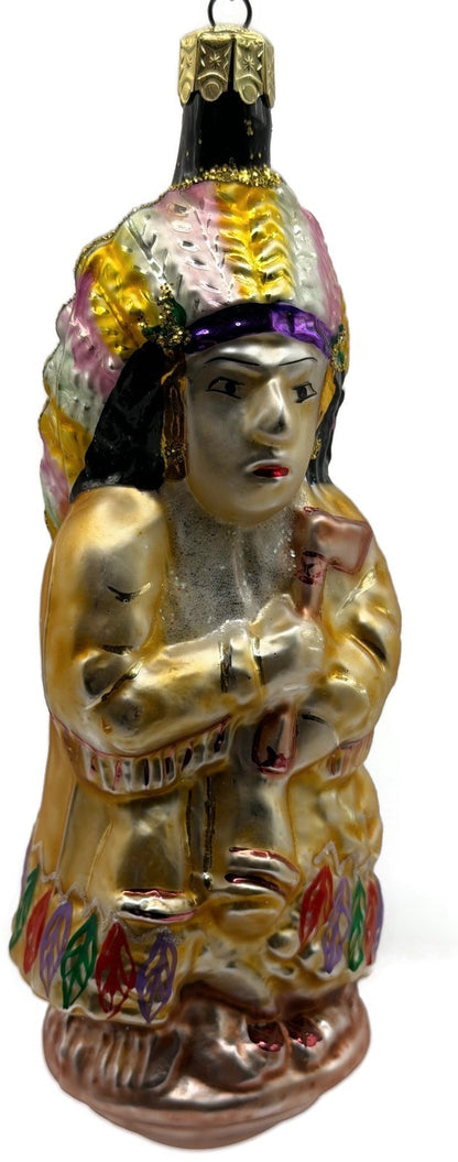 Christopher Radko Sitting Bull Indian Chief Glass Christmas Ornament 91 107 012