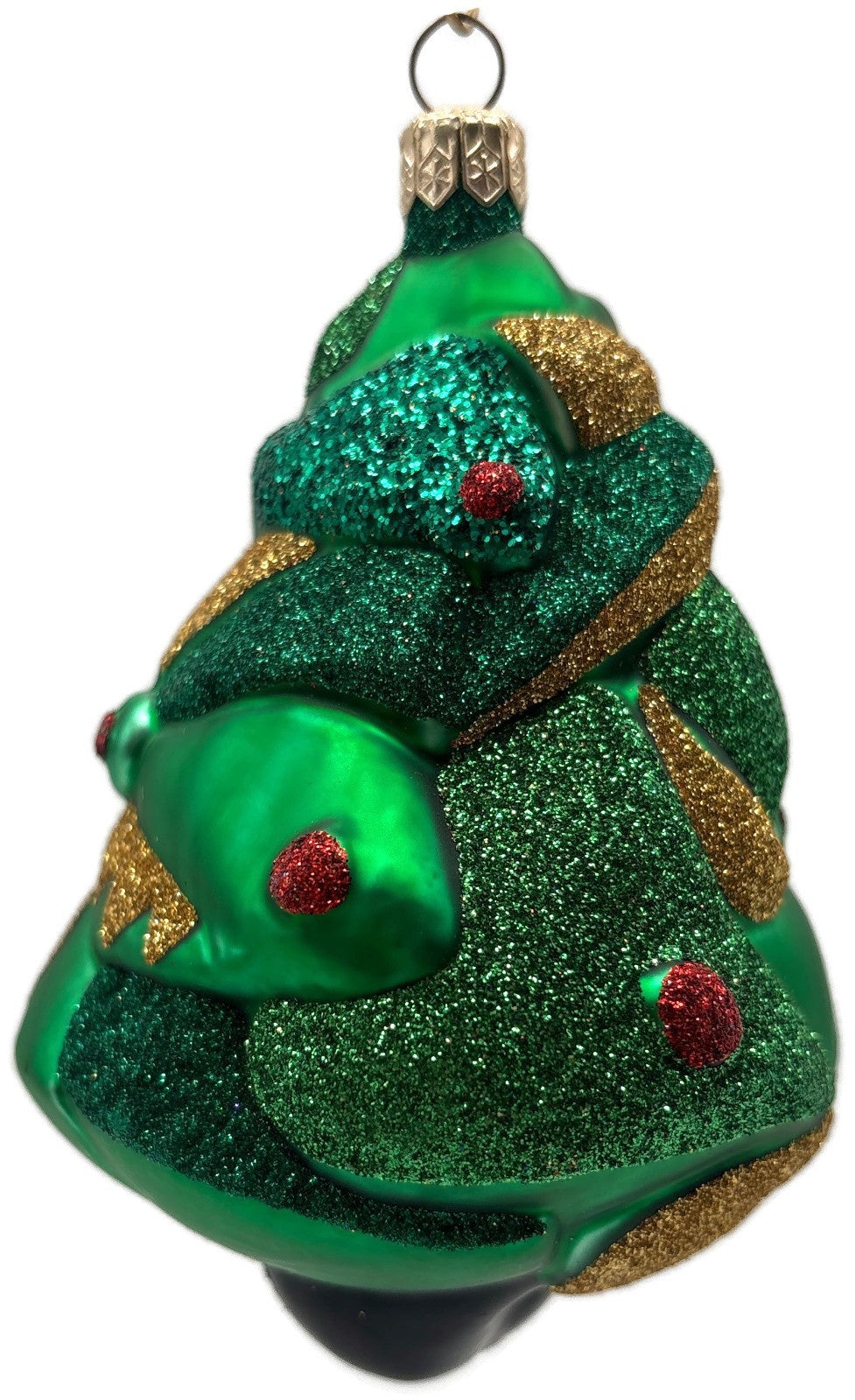 Patricia Breen Cubist Tree Green Red Gold Star Glittered Christmas Ornament 99084