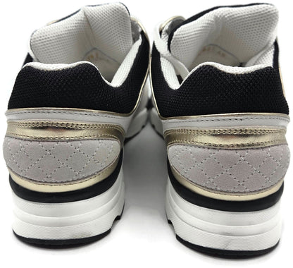 Chanel CC Low Yop Sneakers Size 40 Black White Gold Leather Tennis Shoes Rare8