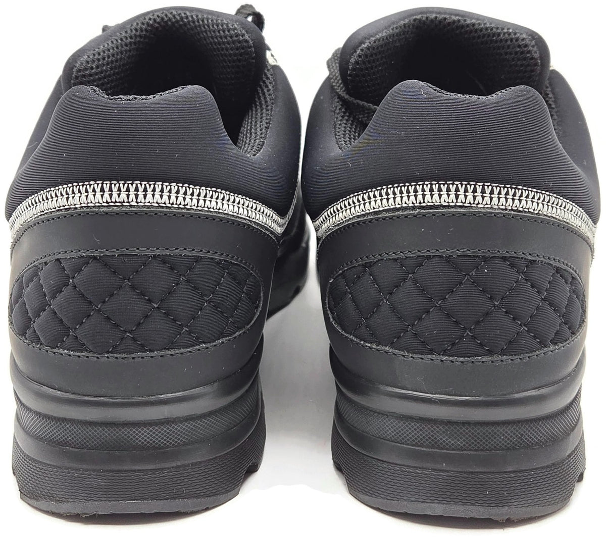 Chanel CC Low Top Sneakers Black Leather Platform Athletic Shoes Women Size 40.54