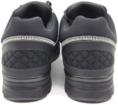 Chanel CC Low Top Sneakers Black Leather Platform Athletic Shoes Women Size 40.54