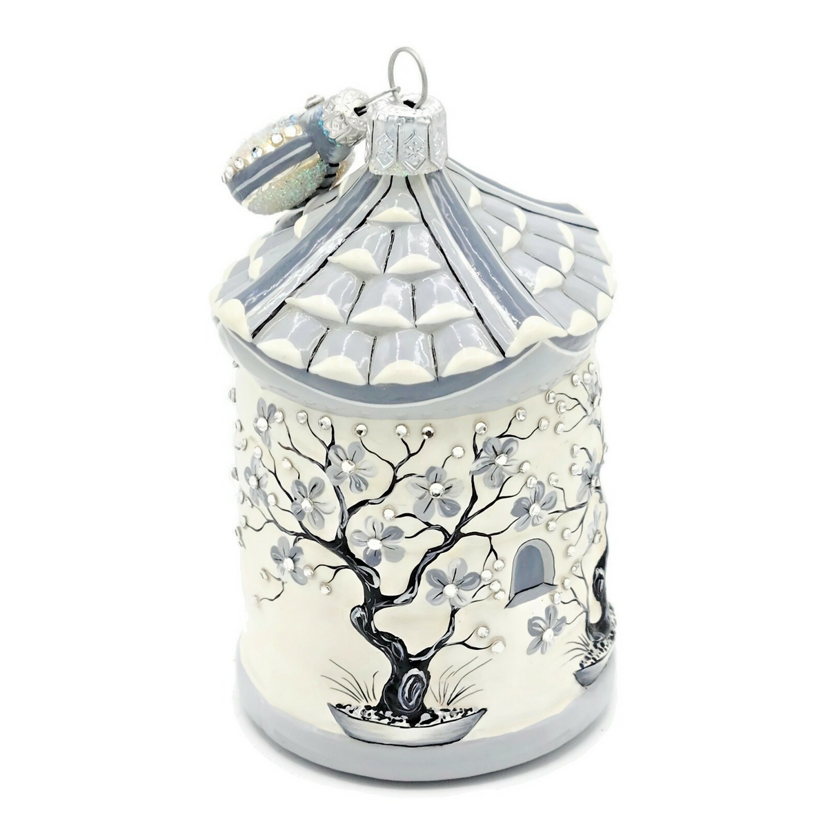 Patricia Breen Zenskep Chinoiserie Black Bee Floral Asian Holiday Ornament 29323