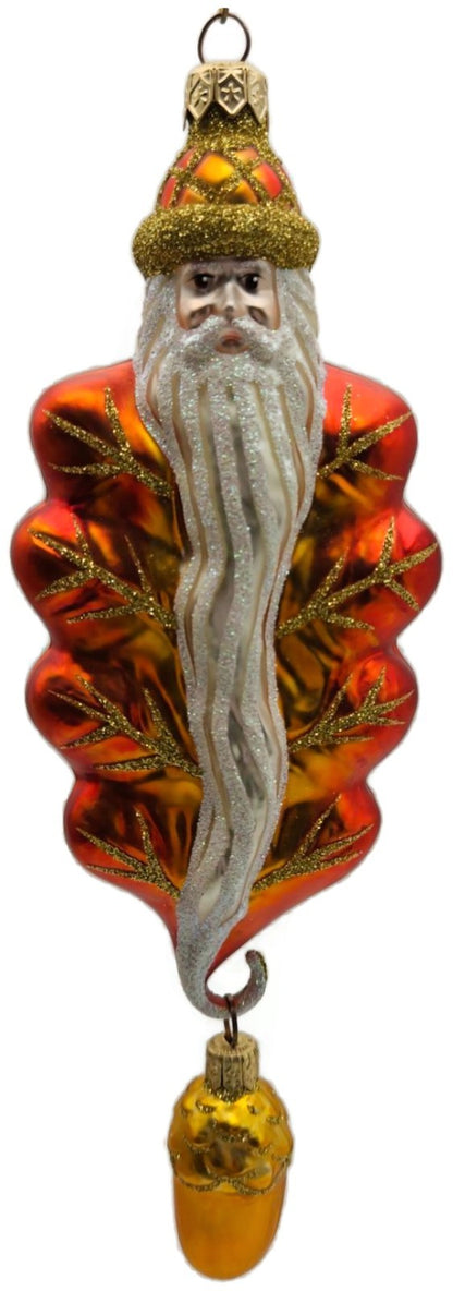 Patricia Breen Oak Leaf Santa Orange Matte Fall 2 Part Christmas Ornament 97320