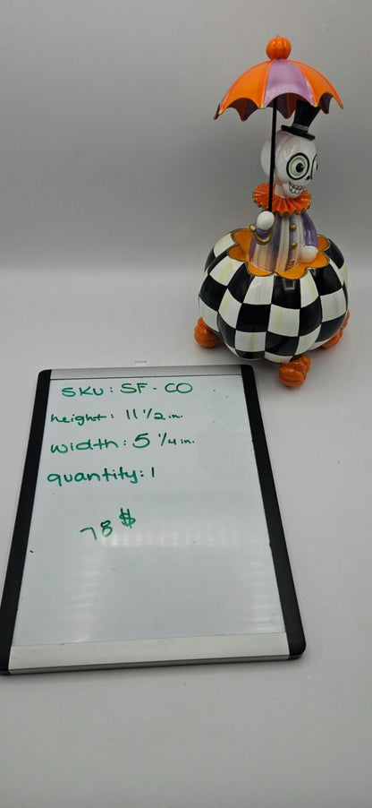 MacKenzie Childs Courtly Check Skeleton Pumpkin Carriage Halloween Figurine10