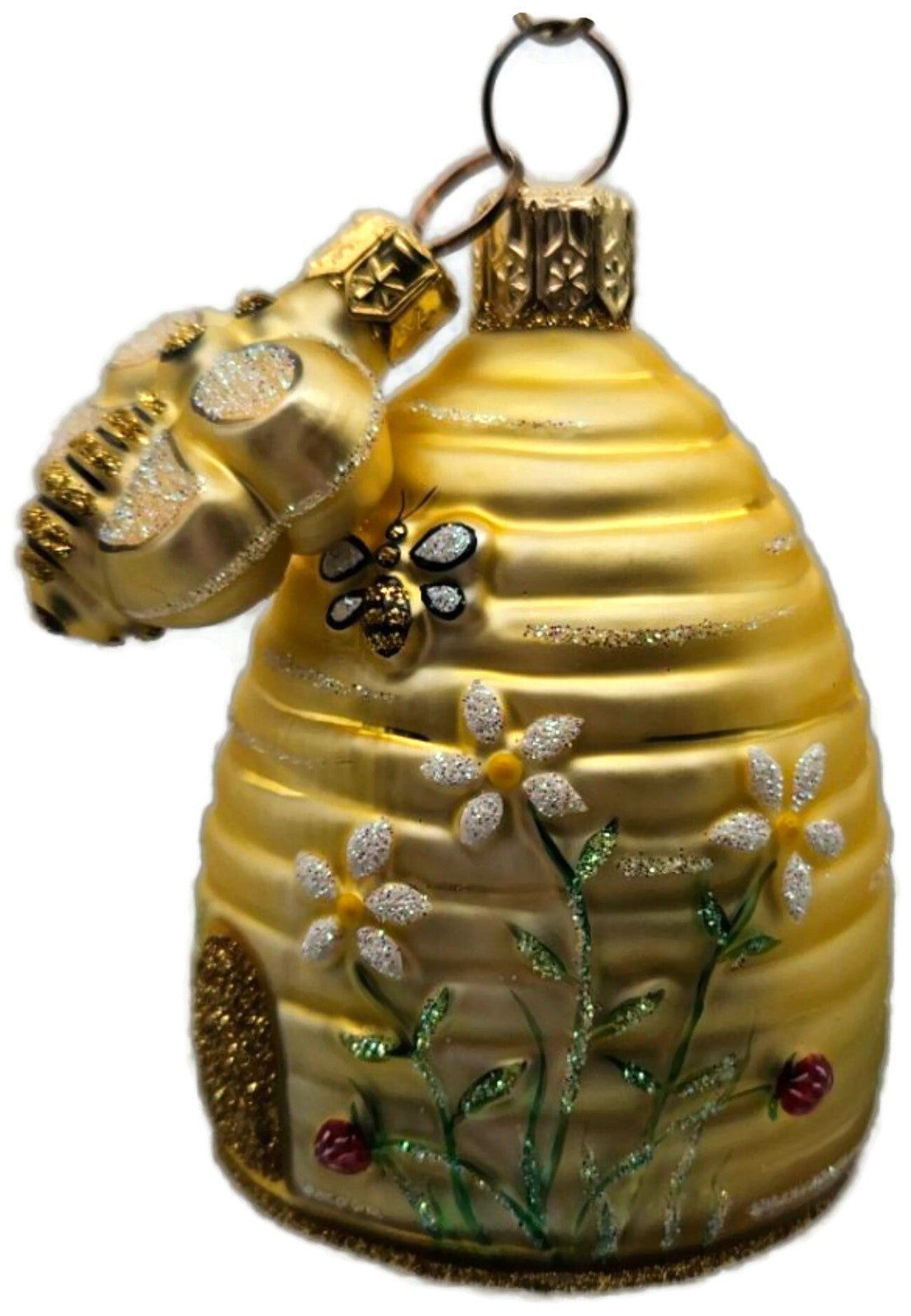 Patricia Breen Miniature Beeskep With Bee 2 Part Floral Spring Ornament 21485