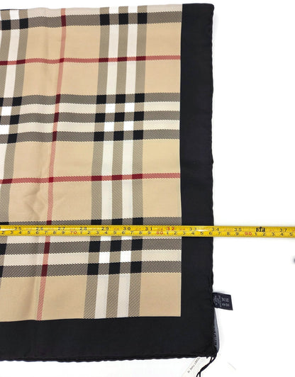Burberry London Scarf Classic Check  Square Camel Beige New 100% Silk 34 X 345
