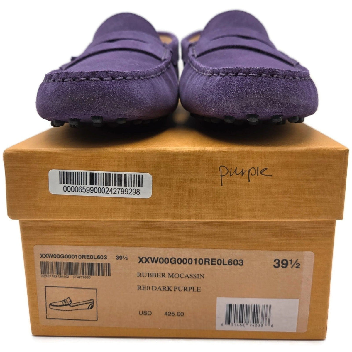 TOD'S Driving Moccasins Loafers Shoes Purple Suede Gommino Womens Size 39.517