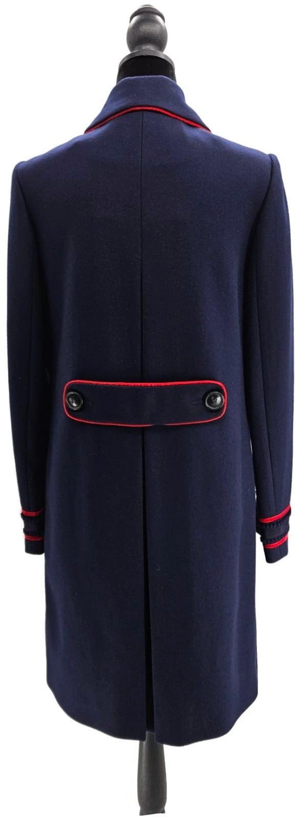 Boden Edith Trim Detail Coat Lined Navy Blue Woolblend Long Sleeve Womens Size 64