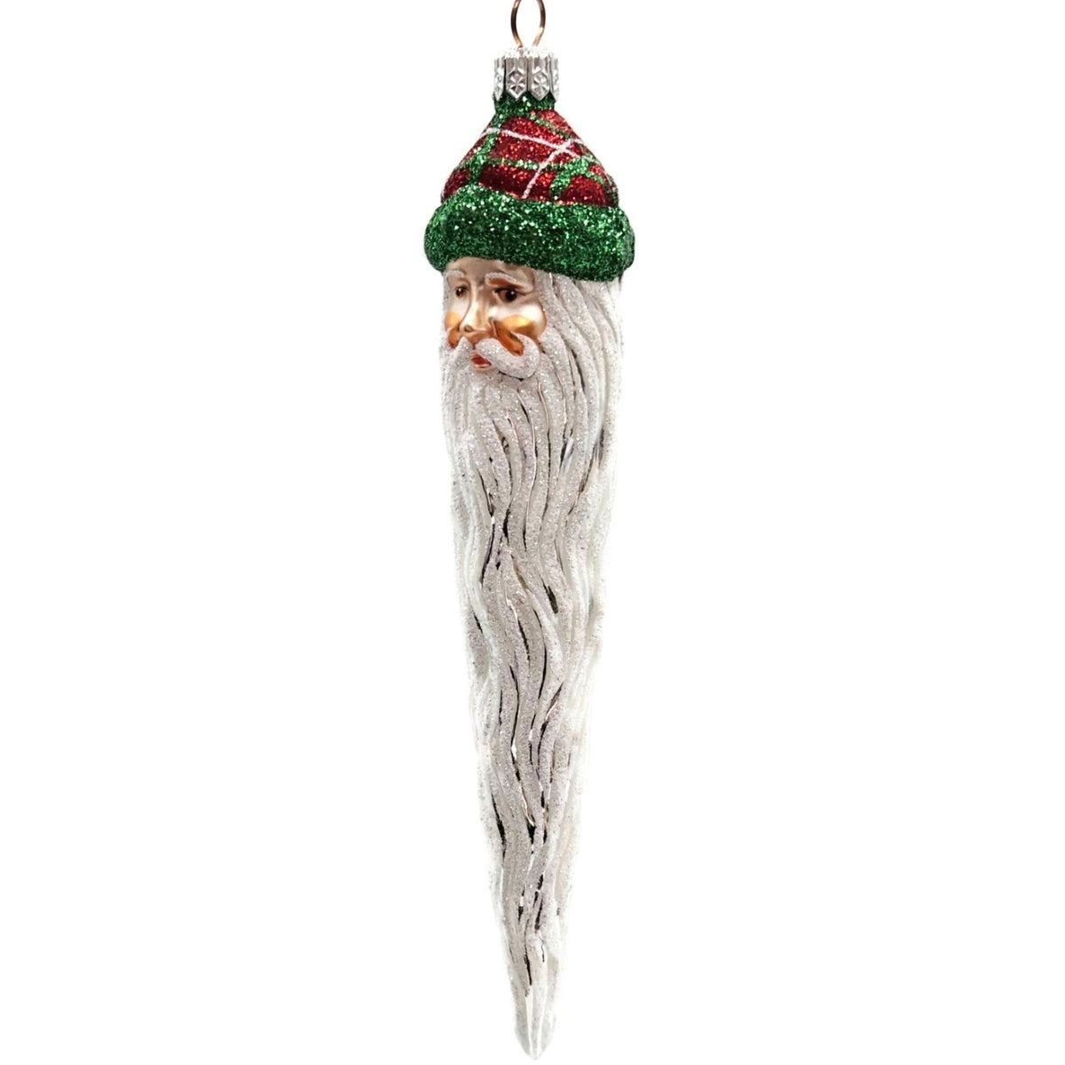 Patricia Breen Santa Claus Icicle Plaid Red Hat Drops Christmas Ornament 21325