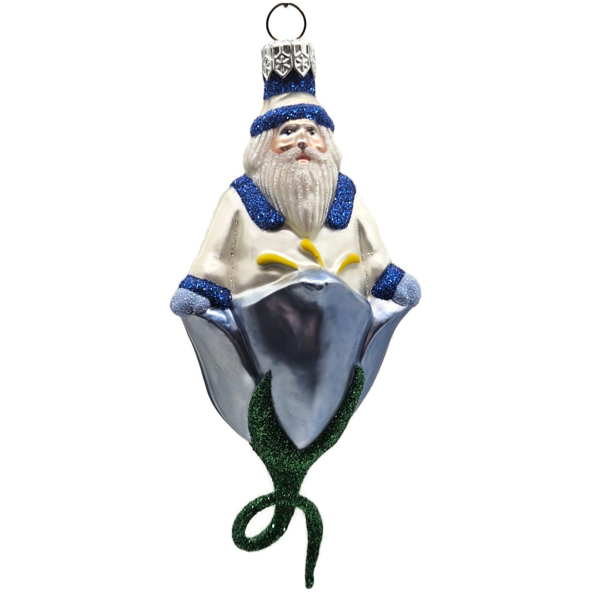 Patricia Breen Bluebell Pearl Santa Blue Flower Spring Christmas Ornament 99951