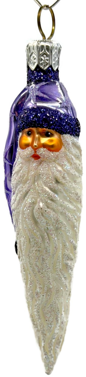 Patricia Breen Stocking Cap Santa Head Purple Stars Christmas Tree Ornament 23541