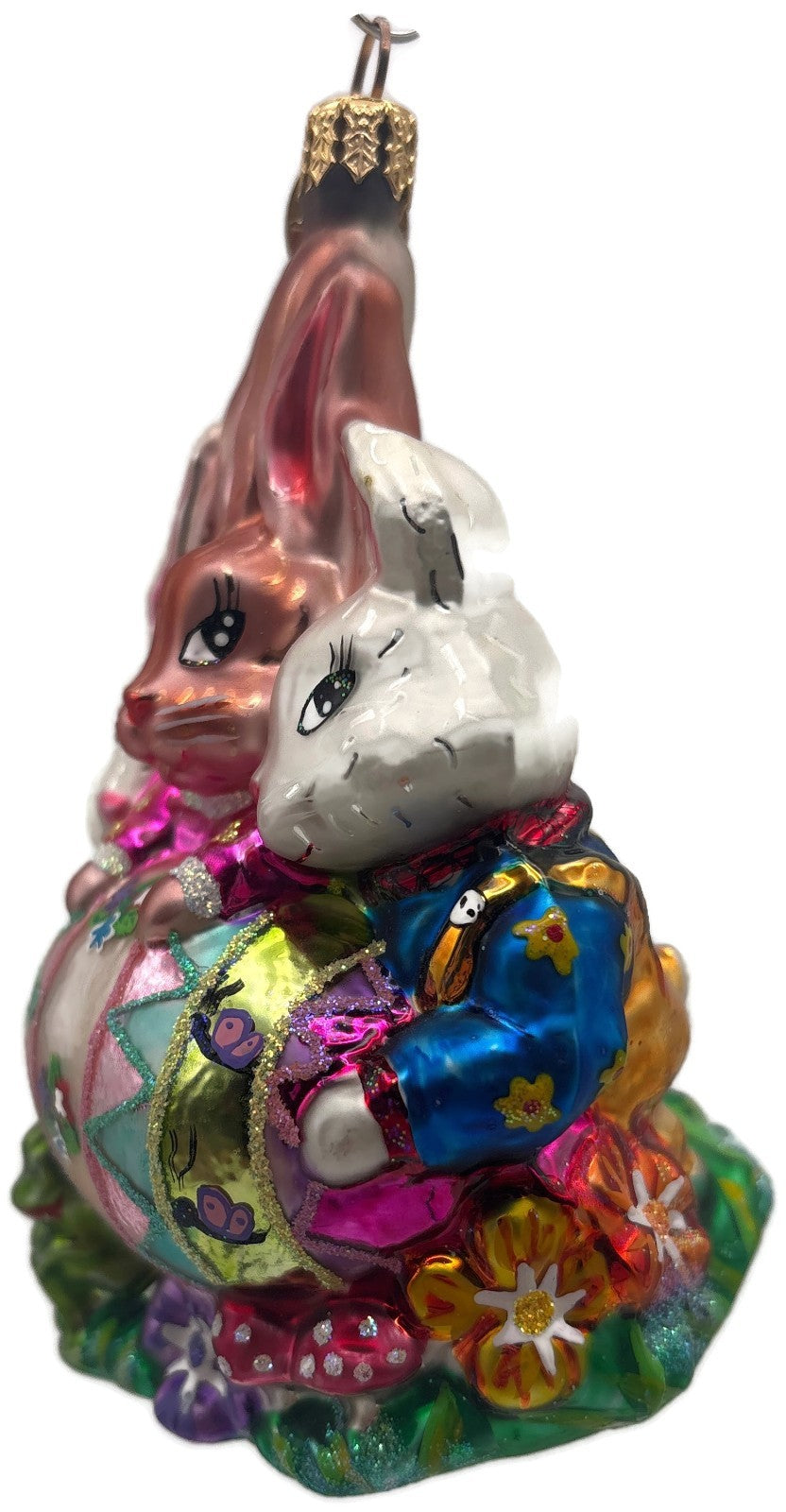 Christopher Radko 2001 Triple Treasure Easter Bunnies Glass Ornament 01 0478 07