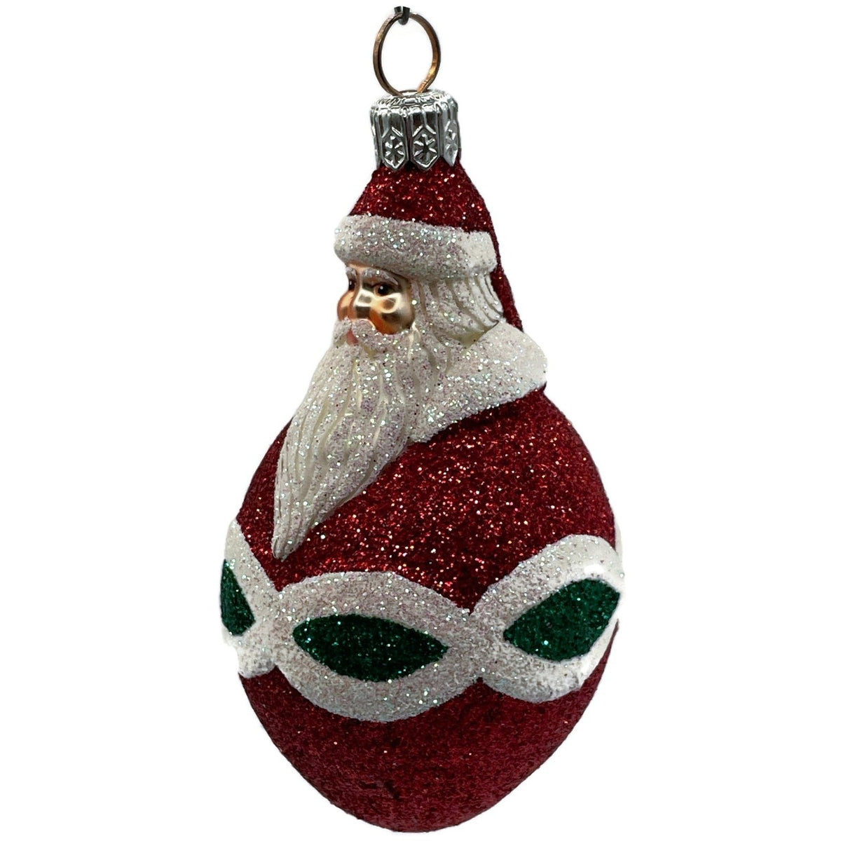 Patricia Breen Miniature Faberge Santa Red Green Glass Christmas Ornament 21501