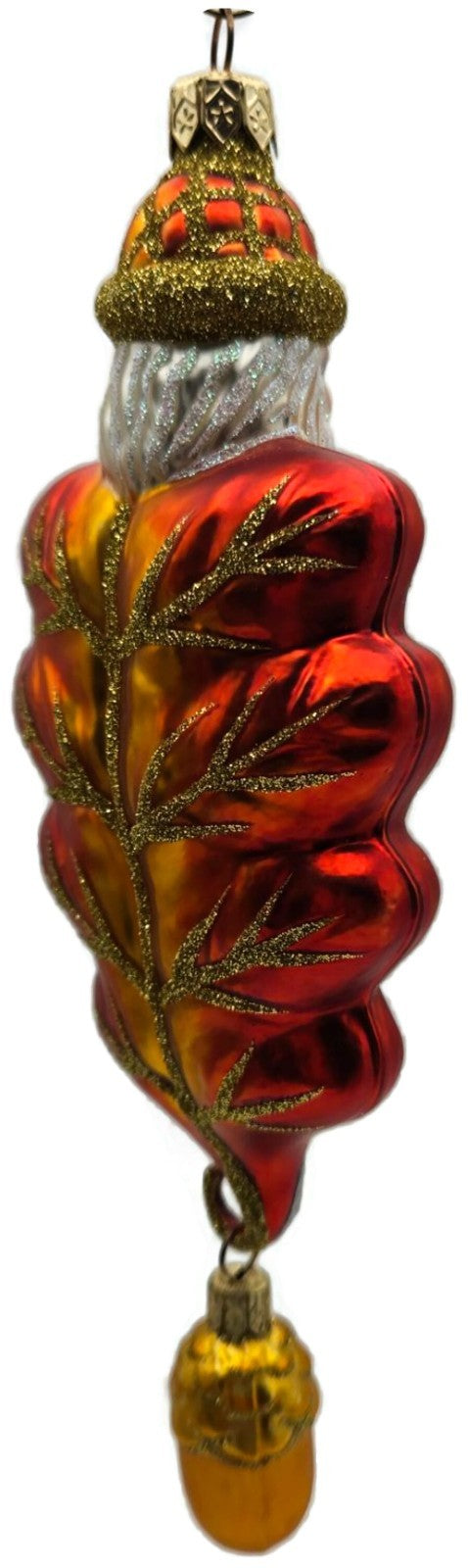 Patricia Breen Oak Leaf Santa Orange Matte Fall 2 Part Christmas Ornament 97323