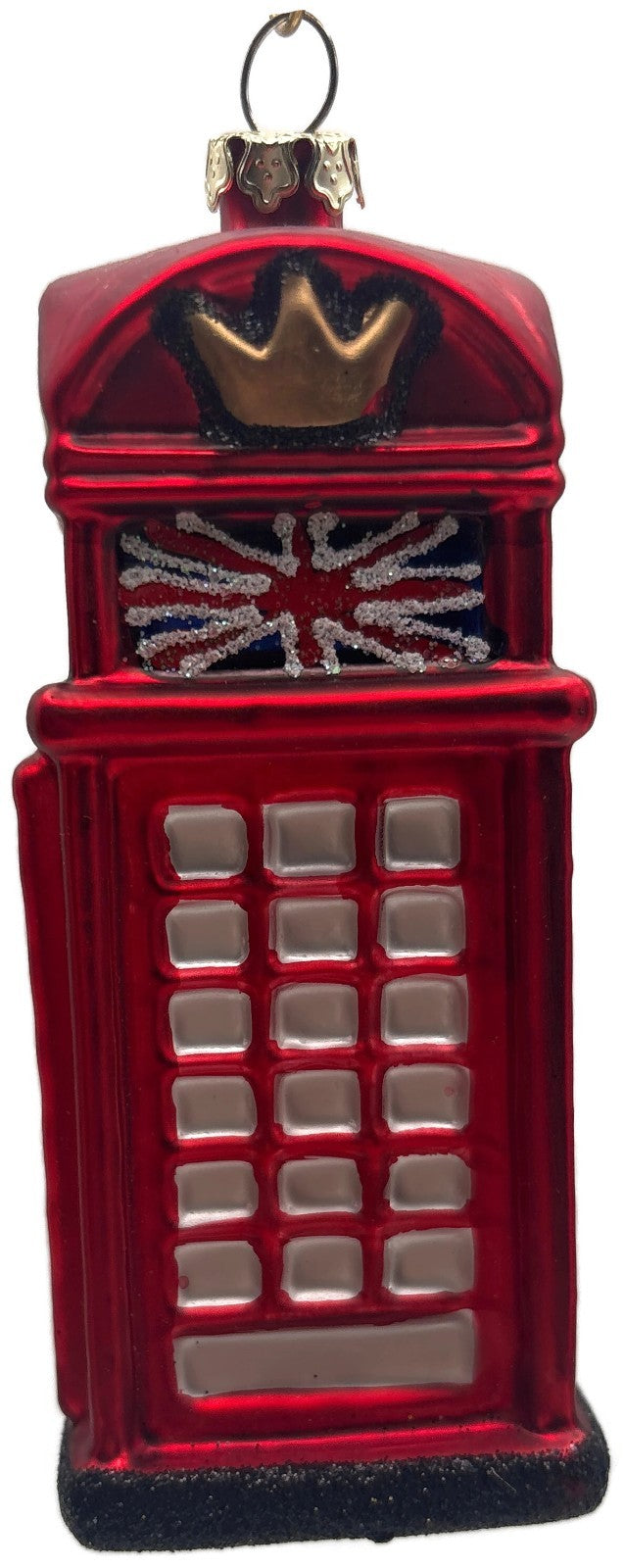 London Red Telephone Booth Crown Union Jack Glass Christmas Ornament England UK7