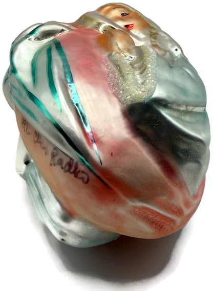 Christopher Radko 1992 Virgin Mary Signed Pink Silver Glass Ornament 92 046 02