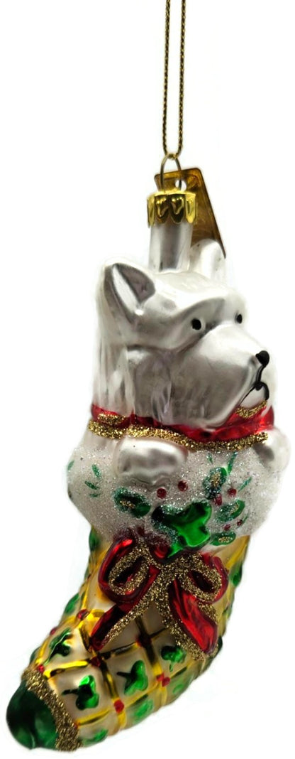 Cobane Studio LLC Dog Celtic Stocking Glitter Glass Christmas Ornament B0151
