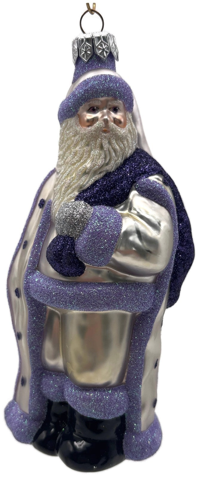 Patricia Breen Jordan Santa Purple Lavender Glass Christmas Tree Ornament 98230