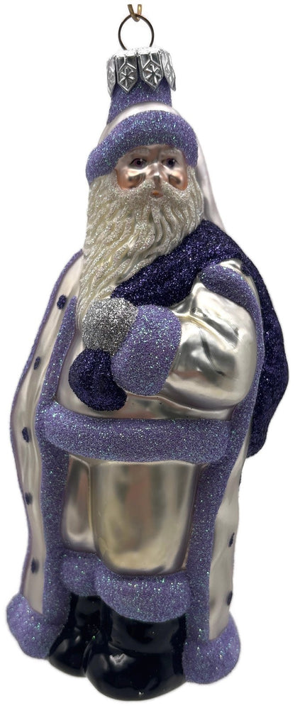 Patricia Breen Jordan Santa Purple Lavender Glass Christmas Tree Ornament 98230