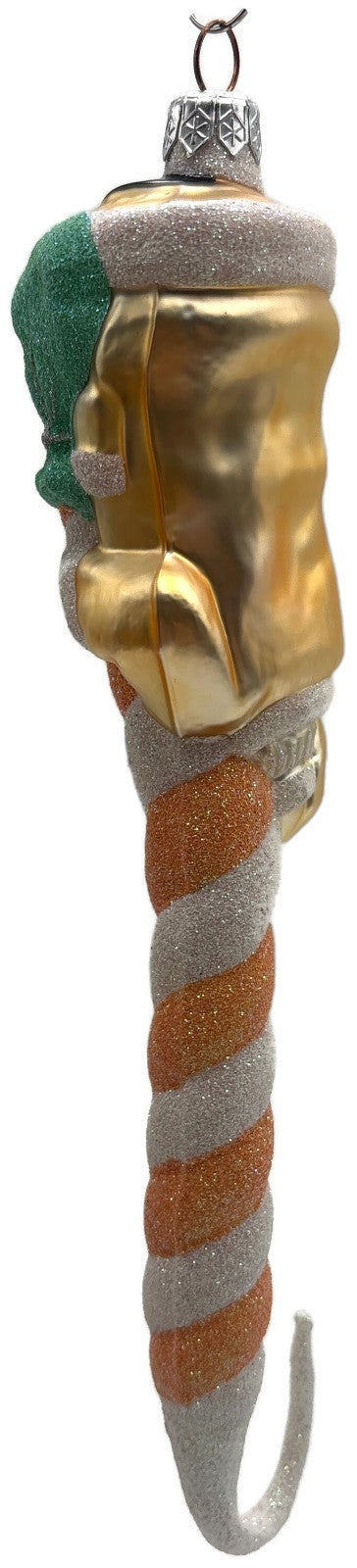 Patricia Breen Peppermint Santa Peach Striped Glass Christmas Tree Ornament 98334