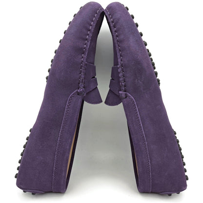 TOD'S Driving Moccasins Loafers Shoes Purple Suede Gommino Womens Size 39.57