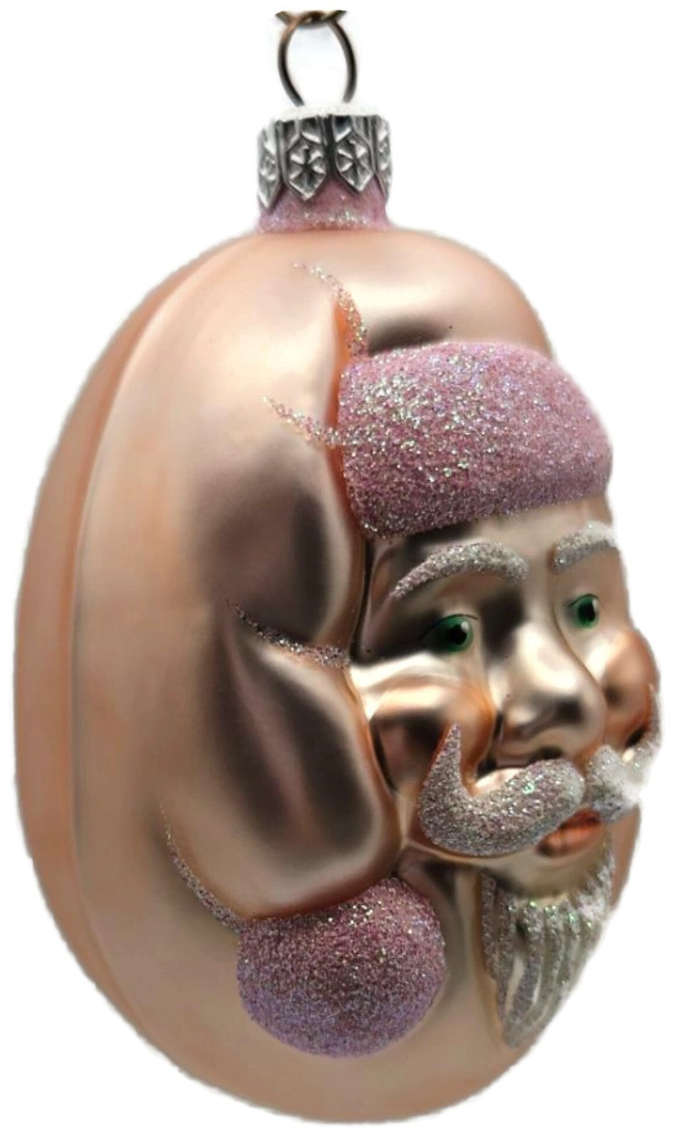Patricia Breen Jelly Bean Santa Claus Head Pink Matte Christmas Ornament 99163