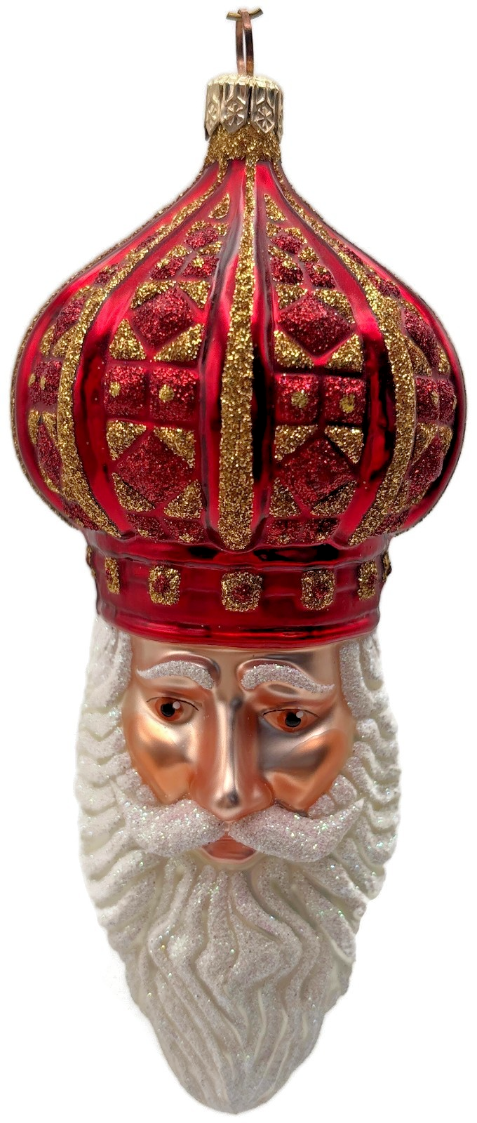 Patricia Breen 2001 Bijoux Noel Red Gold Santa Head Christmas Ornament 21010