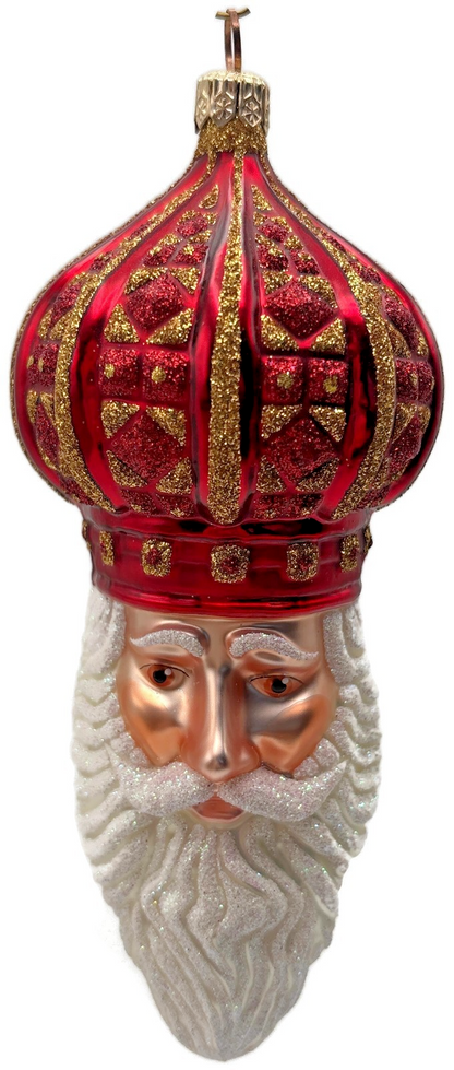 Patricia Breen 2001 Bijoux Noel Red Gold Santa Head Christmas Ornament 21010