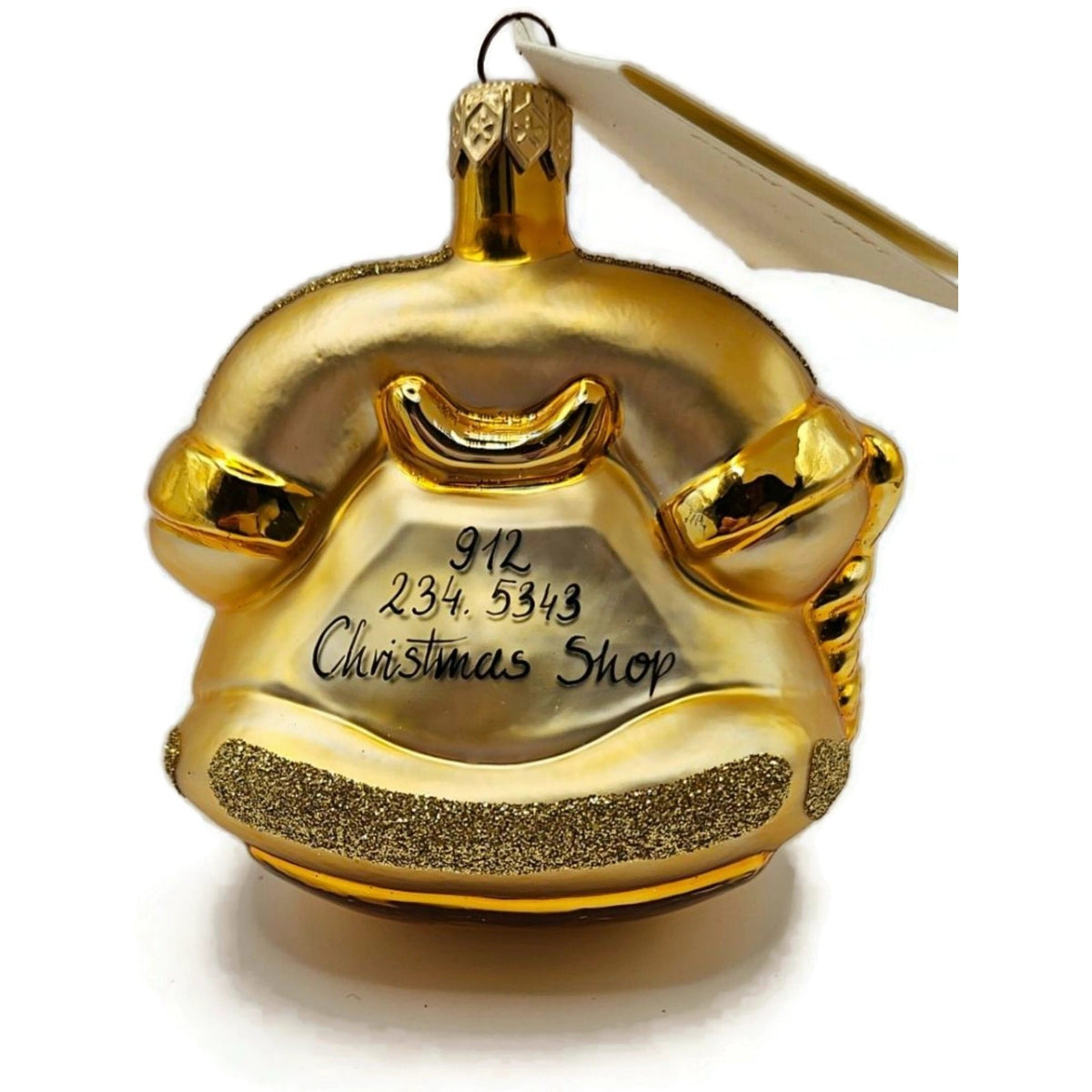 Patricia Breen Calling Anne Phone Gold Glittered Glass Christmas Ornament 95271