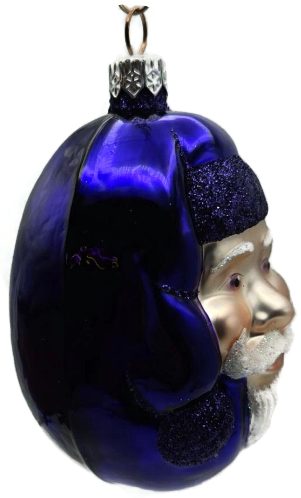 Patricia Breen Jelly Bean Santa Head Purple Shiny Christmas Tree Ornament 99162